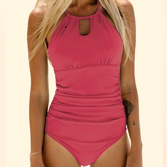 Cupshe Swim Nwt Cupshe One Piece High Neck Halter Tummy Control